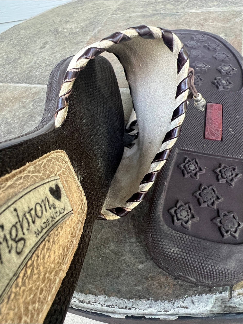 Brighton Cream Leather Slip-On Mules with Braided Trim - Picture 9 of 12